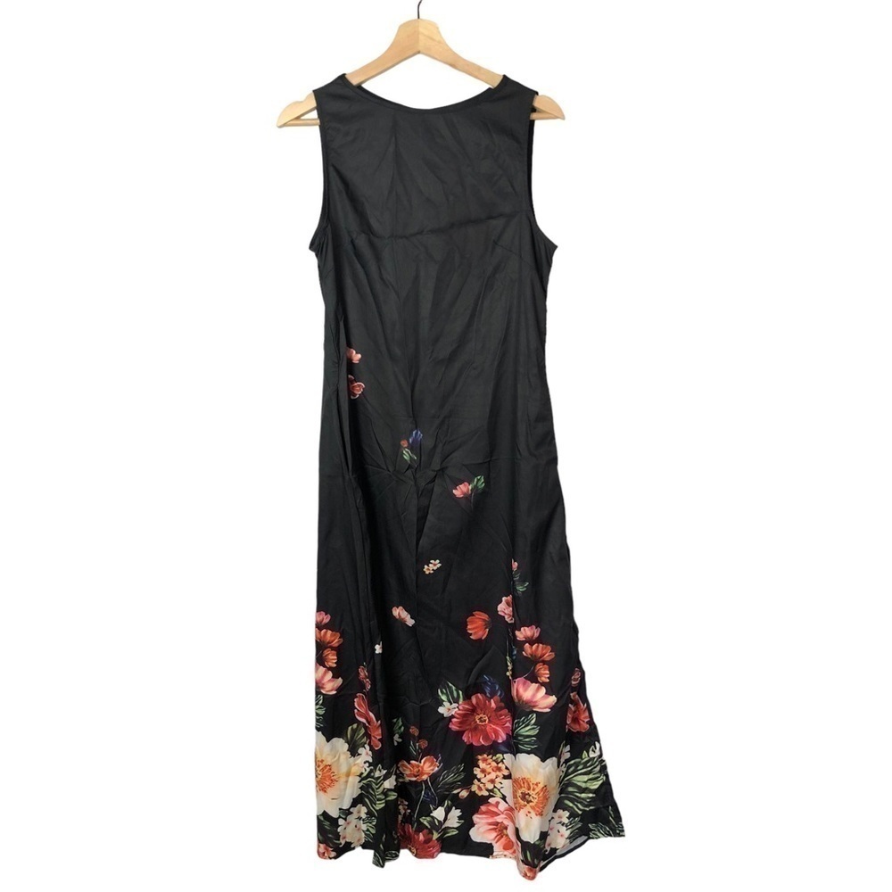 Misslook Black Floral Hem Sleeveless Maxi Dress S